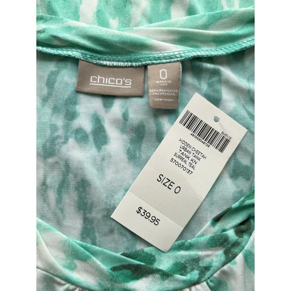 Chico's NWT Urban Tank Green Hidden Cheetah 0 - Picture 4 of 4